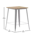 Table de bar intérieure/extérieure Emma et Oliver, plateau carré de 31,5 po en résine polymère tout temps avec base en acier