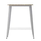 Table de bar intérieure/extérieure Emma et Oliver, plateau carré de 31,5 po en résine polymère tout temps avec base en acier