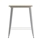 Table de bar intérieure/extérieure Emma et Oliver, plateau carré de 31,5 po en résine polymère tout temps avec base en acier