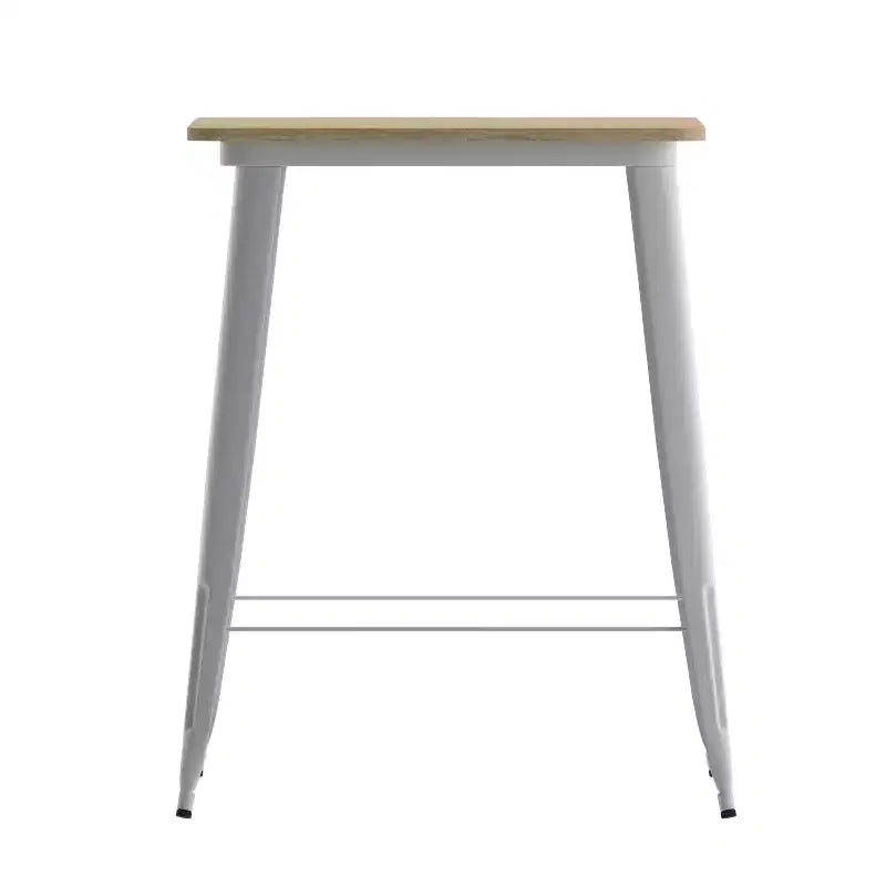 Table de bar intérieure/extérieure Emma et Oliver, plateau carré de 31,5 po en résine polymère tout temps avec base en acier