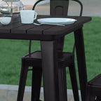 Table de bar intérieure/extérieure Emma et Oliver, plateau carré de 31,5 po en résine polymère tout temps avec base en acier