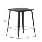 Table de bar intérieure/extérieure Emma et Oliver, plateau carré de 31,5 po en résine polymère tout temps avec base en acier