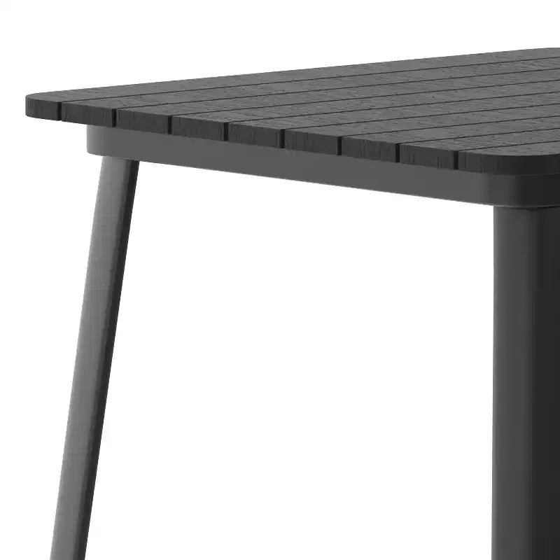 Table de bar intérieure/extérieure Emma et Oliver, plateau carré de 31,5 po en résine polymère tout temps avec base en acier