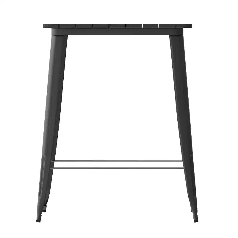 Table de bar intérieure/extérieure Emma et Oliver, plateau carré de 31,5 po en résine polymère tout temps avec base en acier
