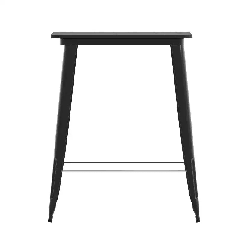 Table de bar intérieure/extérieure Emma et Oliver, plateau carré de 31,5 po en résine polymère tout temps avec base en acier