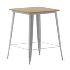 Table de bar intérieure/extérieure Emma et Oliver, plateau carré de 31,5 po en résine polymère tout temps avec base en acier