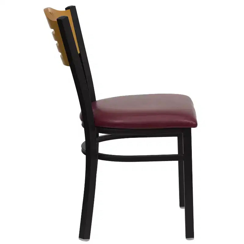 Chaise de restaurant en métal à dossier en lattes Emma et Oliver (lot de 2)