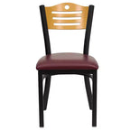 Chaise de restaurant en métal à dossier en lattes Emma et Oliver (lot de 2)