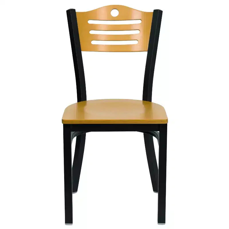 Chaise de restaurant en métal à dossier en lattes Emma et Oliver (lot de 2)