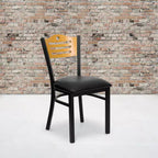 Chaise de restaurant en métal à dossier en lattes Emma et Oliver (lot de 2)