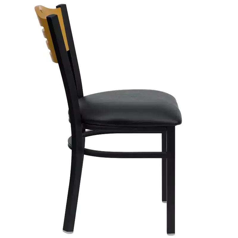 Chaise de restaurant en métal à dossier en lattes Emma et Oliver (lot de 2)