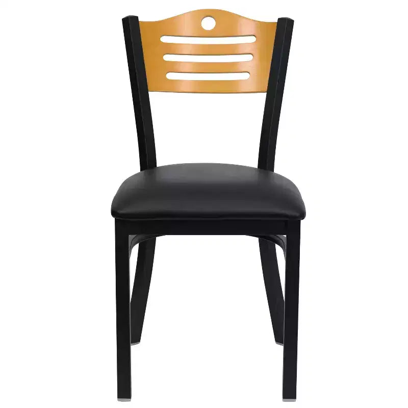 Chaise de restaurant en métal à dossier en lattes Emma et Oliver (lot de 2)