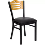Chaise de restaurant en métal à dossier en lattes Emma et Oliver (lot de 2)