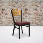 Chaise de restaurant en métal à dossier en lattes Emma et Oliver (lot de 2)