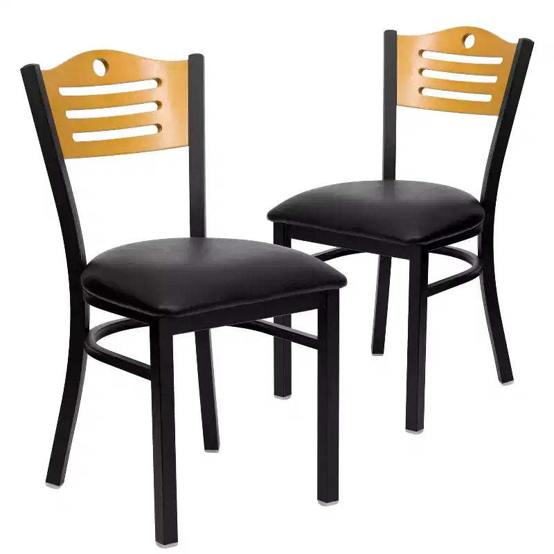 Emma and Oliver 2 Pack Slat Back Metal Restaurant Chair