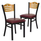 Chaise de restaurant en métal à dossier en lattes Emma et Oliver (lot de 2)
