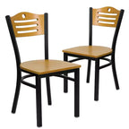 Chaise de restaurant en métal à dossier en lattes Emma et Oliver (lot de 2)