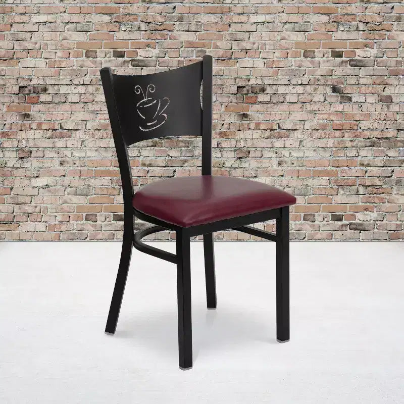Emma et Oliver - Chaise de restaurant en métal à dossier en X - Lot de 2