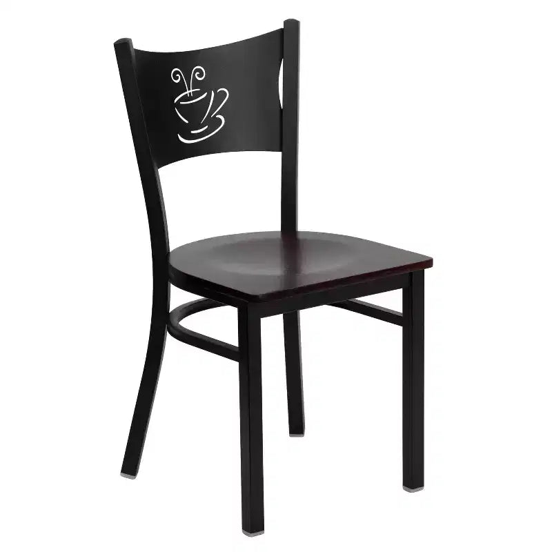 Emma et Oliver - Chaise de restaurant en métal à dossier en X - Lot de 2