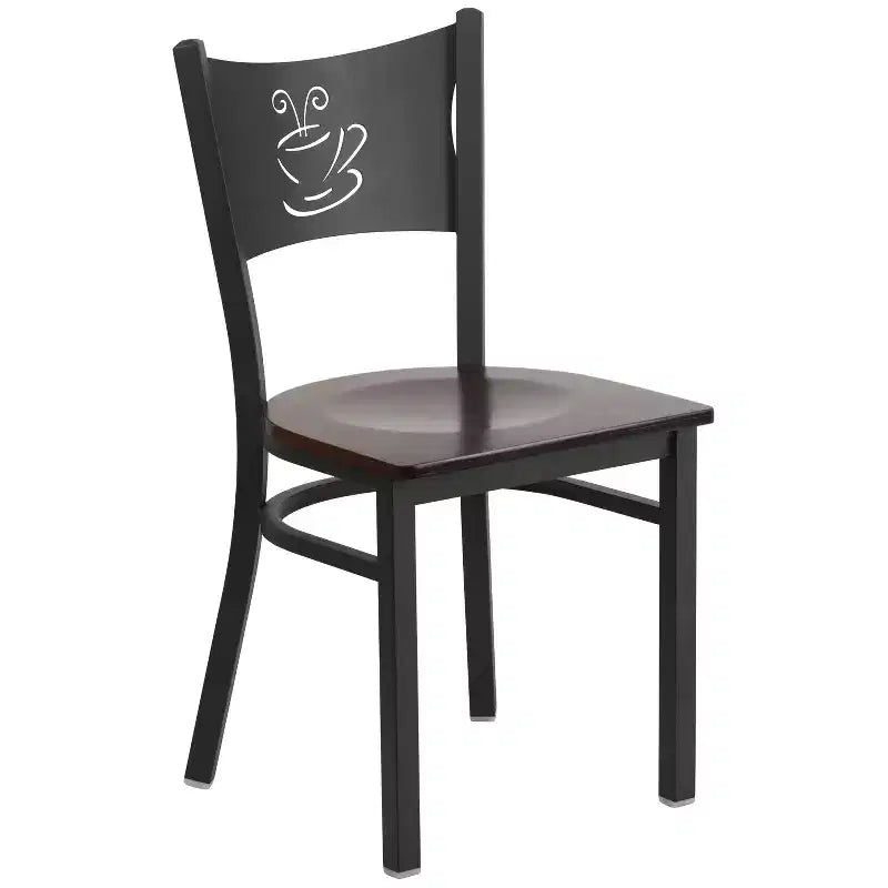 Emma et Oliver - Chaise de restaurant en métal à dossier en X - Lot de 2