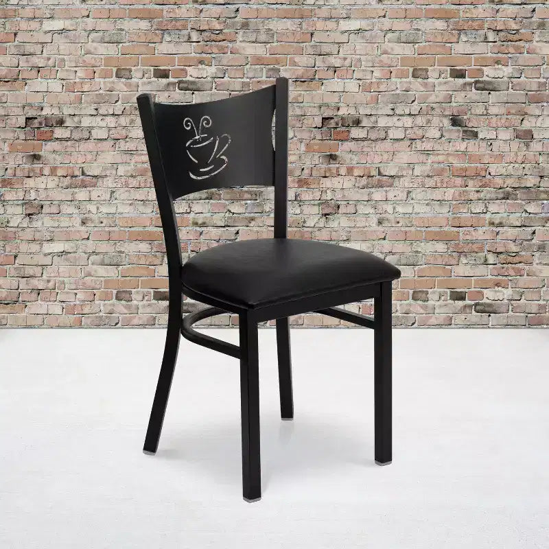 Emma et Oliver - Chaise de restaurant en métal à dossier en X - Lot de 2