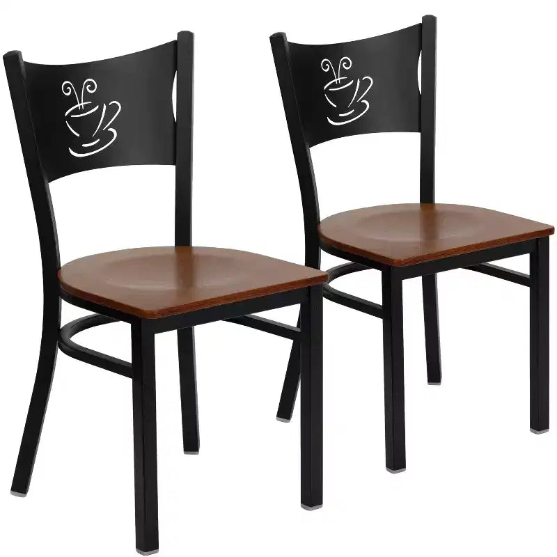 Emma et Oliver - Chaise de restaurant en métal à dossier en X - Lot de 2