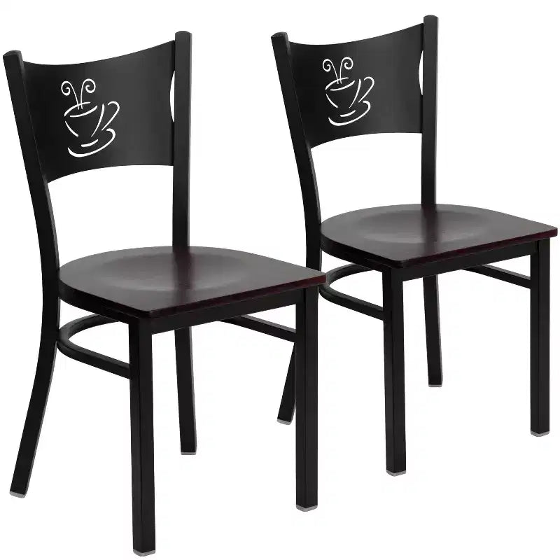 Emma et Oliver - Chaise de restaurant en métal à dossier en X - Lot de 2