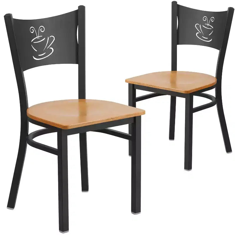 Emma et Oliver - Chaise de restaurant en métal à dossier en X - Lot de 2