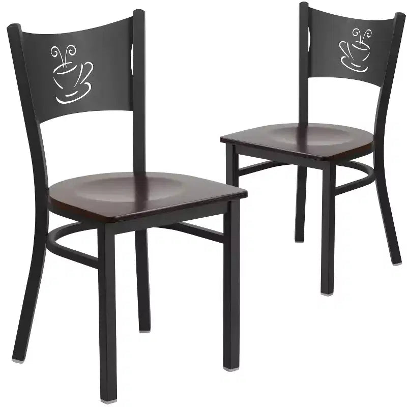 Emma et Oliver - Chaise de restaurant en métal à dossier en X - Lot de 2