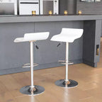 Lot de 2 tabourets de bar contemporains Emma et Oliver réglables en hauteur avec siège ondulé solide et base chromée