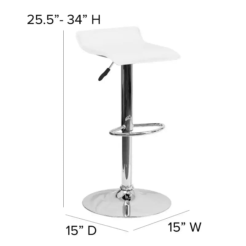 Lot de 2 tabourets de bar contemporains Emma et Oliver réglables en hauteur avec siège ondulé solide et base chromée