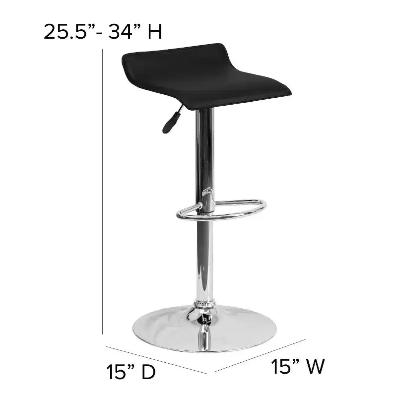 Lot de 2 tabourets de bar contemporains Emma et Oliver réglables en hauteur avec siège ondulé solide et base chromée