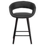 Emma et Oliver - Lot de 2 tabourets de comptoir contemporains de 61 cm de haut avec cadre en bois cappuccino