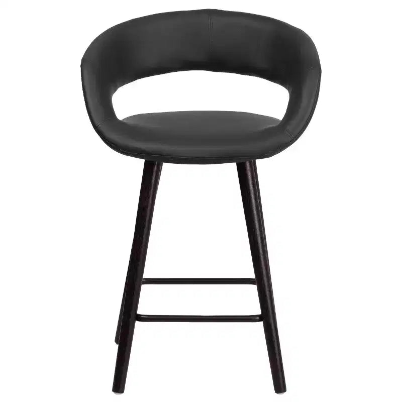 Emma et Oliver - Lot de 2 tabourets de comptoir contemporains de 61 cm de haut avec cadre en bois cappuccino