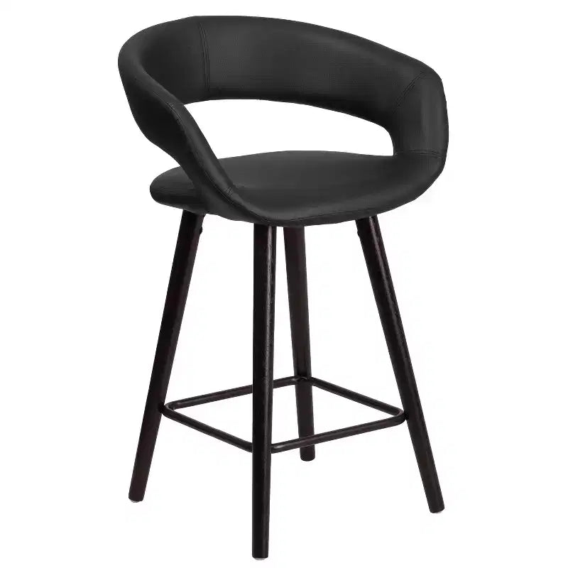 Emma et Oliver - Lot de 2 tabourets de comptoir contemporains de 61 cm de haut avec cadre en bois cappuccino