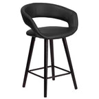 Emma et Oliver - Lot de 2 tabourets de comptoir contemporains de 61 cm de haut avec cadre en bois cappuccino
