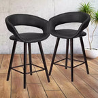 Emma et Oliver - Lot de 2 tabourets de comptoir contemporains de 61 cm de haut avec cadre en bois cappuccino