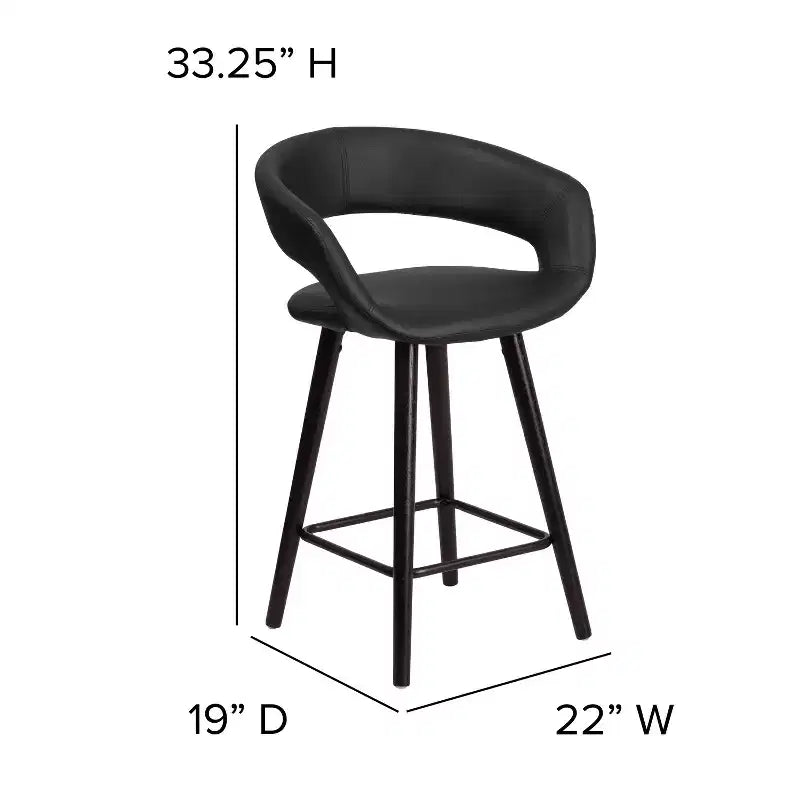 Emma et Oliver - Lot de 2 tabourets de comptoir contemporains de 61 cm de haut avec cadre en bois cappuccino