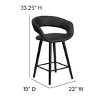 Emma et Oliver - Lot de 2 tabourets de comptoir contemporains de 61 cm de haut avec cadre en bois cappuccino