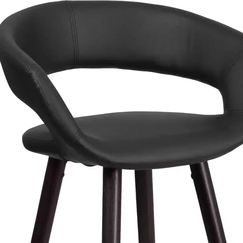 Emma et Oliver - Lot de 2 tabourets de comptoir contemporains de 61 cm de haut avec cadre en bois cappuccino