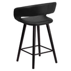 Emma et Oliver - Lot de 2 tabourets de comptoir contemporains de 61 cm de haut avec cadre en bois cappuccino