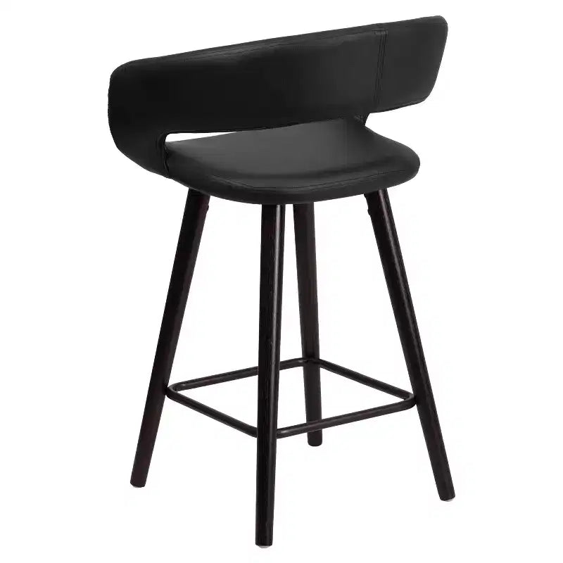 Emma et Oliver - Lot de 2 tabourets de comptoir contemporains de 61 cm de haut avec cadre en bois cappuccino