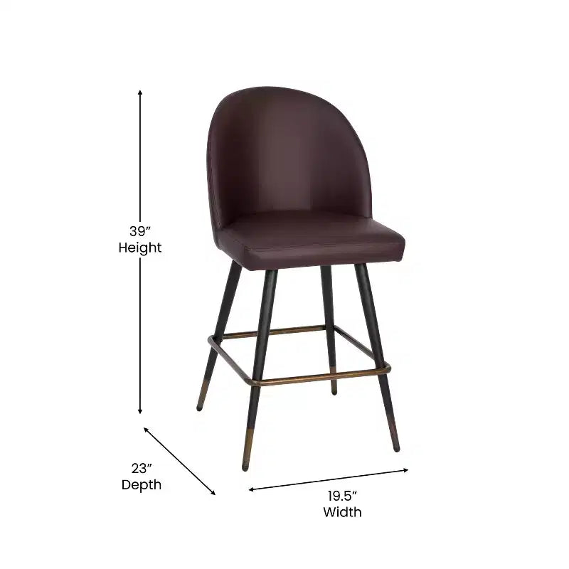 Tabourets de salle à manger Emma et Oliver modernes et rembourrés avec dossier profilé et pieds en acier thermolaqué avec patins de protection – Lot de 2