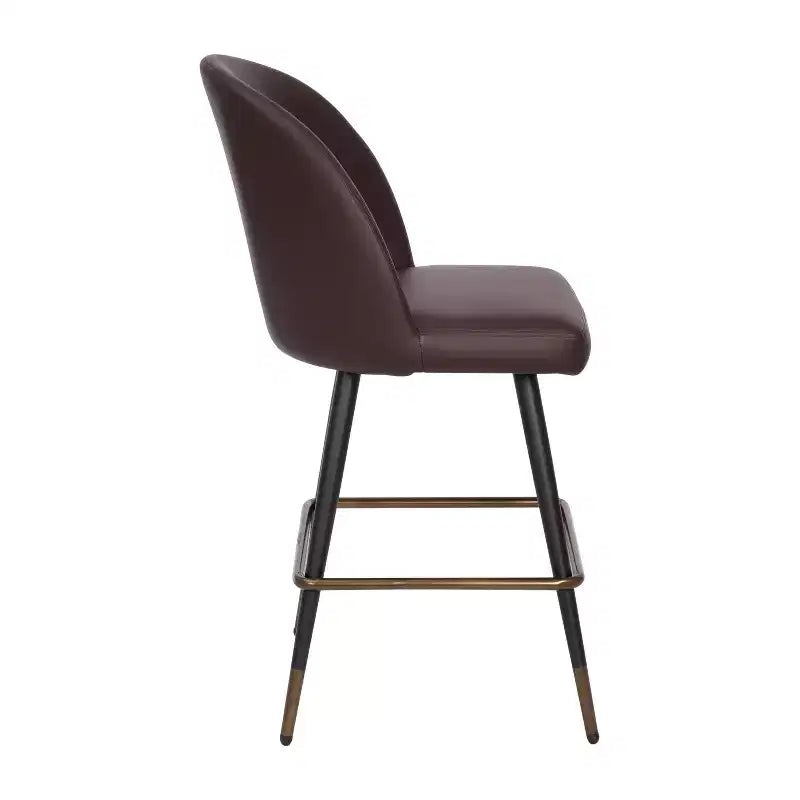 Tabourets de salle à manger Emma et Oliver modernes et rembourrés avec dossier profilé et pieds en acier thermolaqué avec patins de protection – Lot de 2