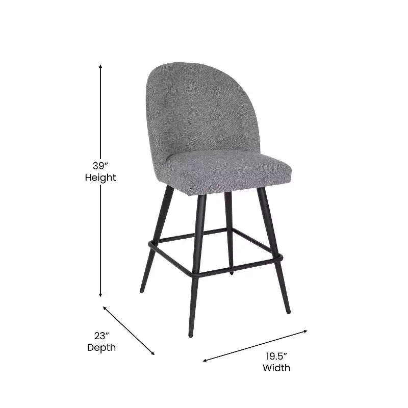 Tabourets de salle à manger Emma et Oliver modernes et rembourrés avec dossier profilé et pieds en acier thermolaqué avec patins de protection – Lot de 2