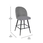 Tabourets de salle à manger Emma et Oliver modernes et rembourrés avec dossier profilé et pieds en acier thermolaqué avec patins de protection – Lot de 2