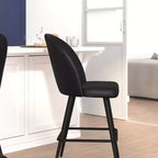 Tabourets de salle à manger Emma et Oliver modernes et rembourrés avec dossier profilé et pieds en acier thermolaqué avec patins de protection – Lot de 2