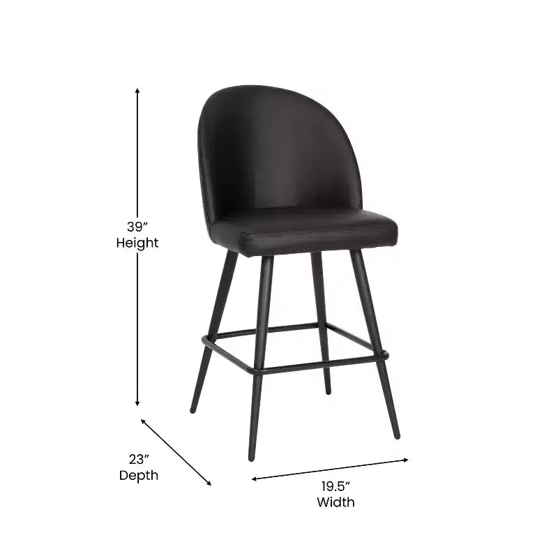 Tabourets de salle à manger Emma et Oliver modernes et rembourrés avec dossier profilé et pieds en acier thermolaqué avec patins de protection – Lot de 2