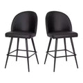 Emma and Oliver Modern Upholstered Dining Stools with Contoured Backs & Powder Coated Steel Legs with Floor Glides - Set of 2