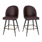 Tabourets de salle à manger Emma et Oliver modernes et rembourrés avec dossier profilé et pieds en acier thermolaqué avec patins de protection – Lot de 2